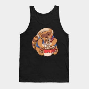 Kawaii Japanese Anime Ramen Soup Bowl Otaku Cute Raccoon Tank Top